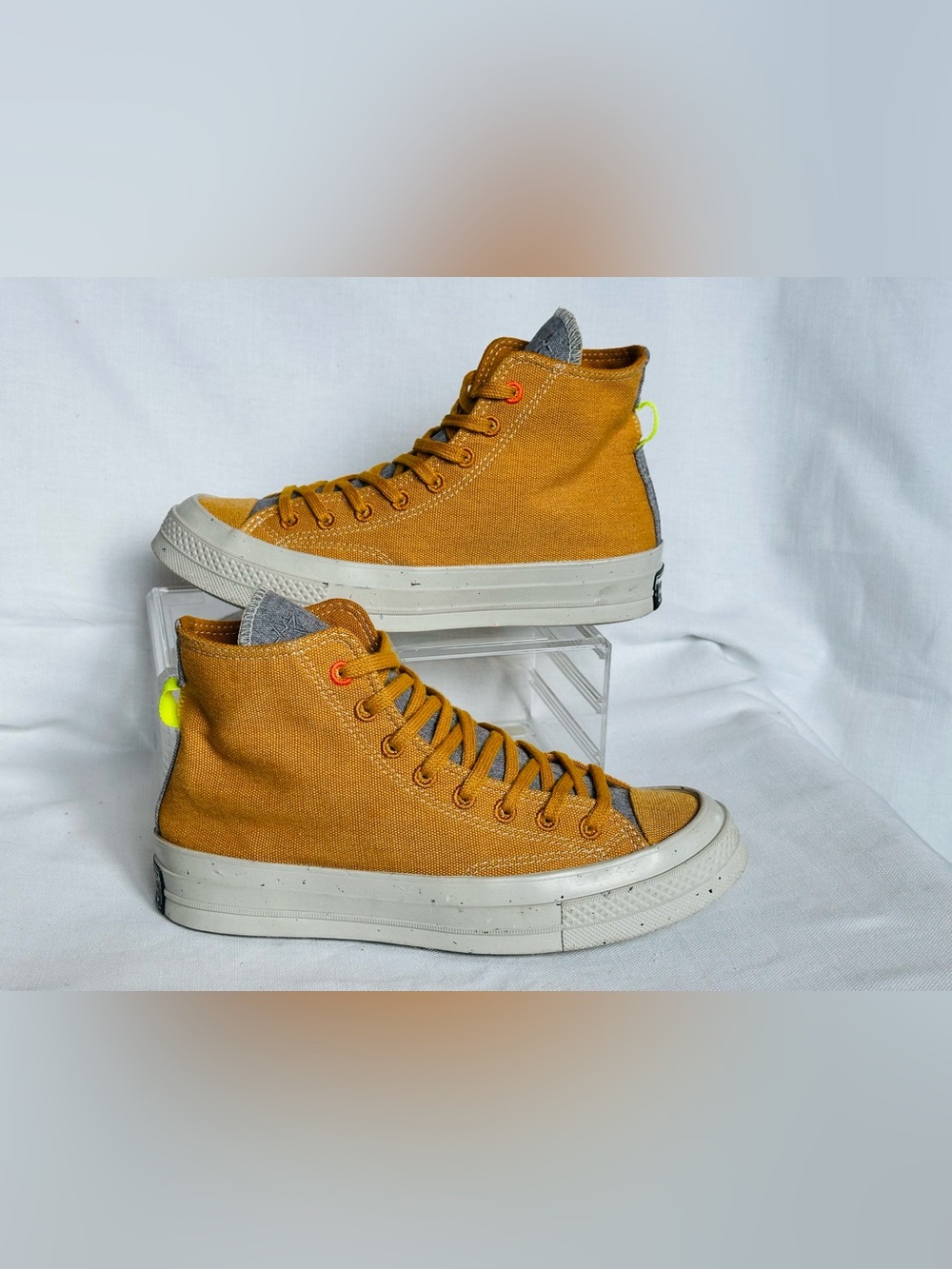 Converse High-Top Sneakers in Mustard Yellow with Gray Accents Size 7 M/9 W